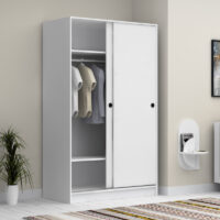Ντουλάπα ρούχων Regio Megapap δίφυλλη συρόμενη χρώμα λευκό 120x60x200εκ.