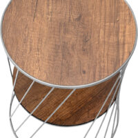 Τραπεζάκι βοηθητικό Jaspin Megapap μεταλλικό - Mdf χρώμα ασημί - καρυδί 32x32x44εκ.