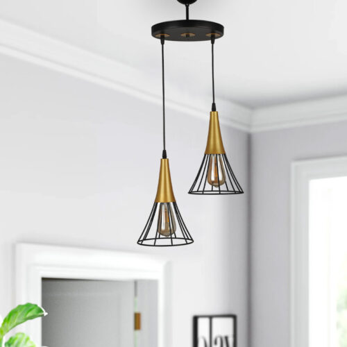 GP030-00901-1 Φωτιστικό οροφής Havana Megapap E27 μεταλλικό δίφωτο χρώμα μαύρο - χρυσό 24x24x85εκ.