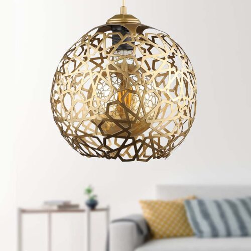 GP030-01151-1 Φωτιστικό οροφής Dominico Megapap E27 μεταλλικό μονόφωτο χρώμα χρυσό 24x24x70εκ.