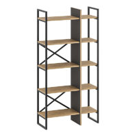 GP037-02291-2 Βιβλιοθήκη Detroit Megapap χρώμα sapphire oak - silky black 87,5x35,2x175εκ.