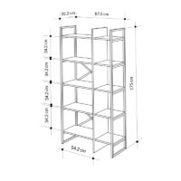 GP037-02291-3 Βιβλιοθήκη Detroit Megapap χρώμα sapphire oak - silky black 87,5x35,2x175εκ.