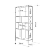 Βιβλιοθήκη Midi Megapap χρώμα sapphire oak - silky black 88x35x175εκ.