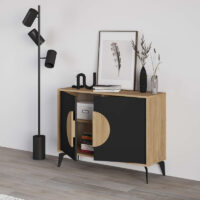 GP037-02551-1 Μπουφές Gora Megapap χρώμα sapphire oak - silky black 110x40x82εκ.