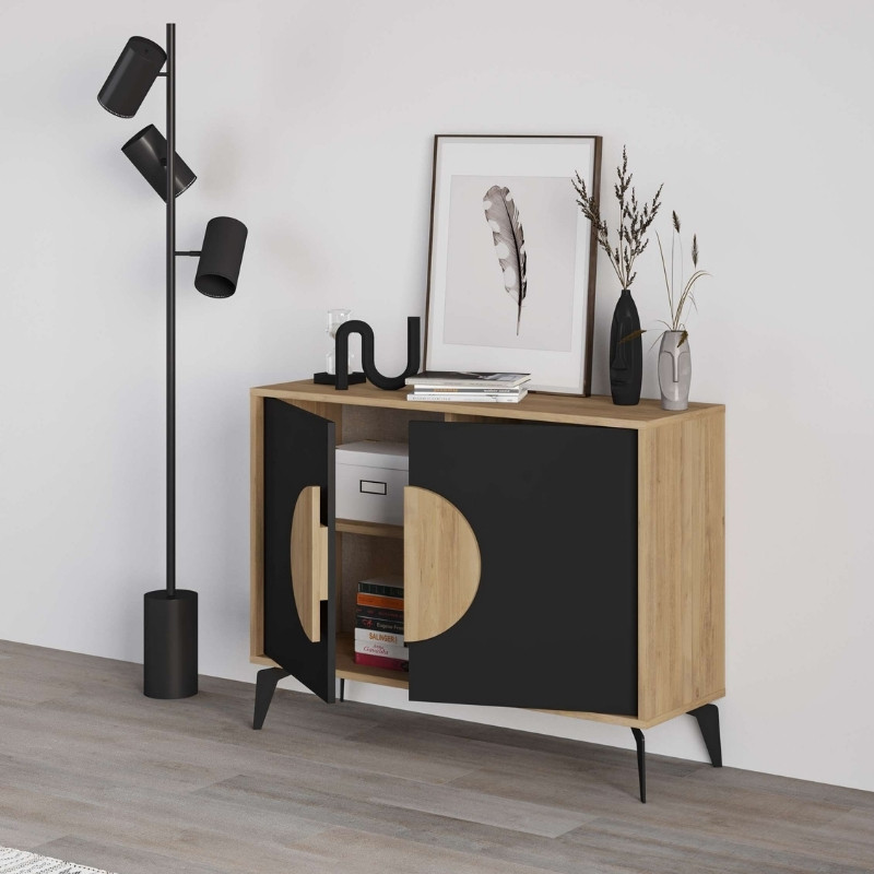 GP037-02551-1 Μπουφές Gora Megapap χρώμα sapphire oak - silky black 110x40x82εκ.