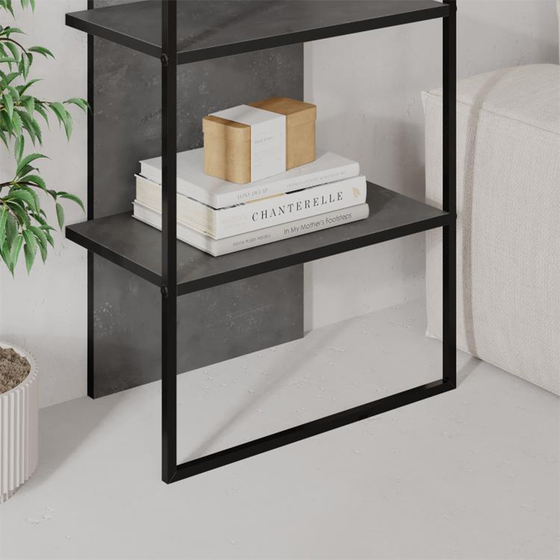 GP037-02612-2 Βιβλιοθήκη Archy Megapap χρώμα γκρι ρετρό 53x31,7x180εκ.