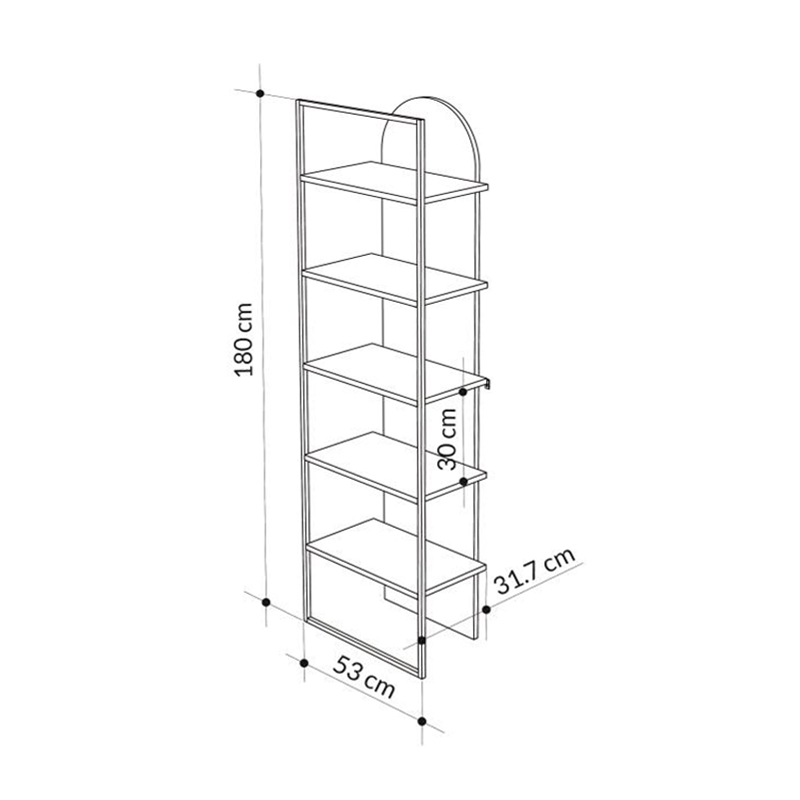 GP037-02612-4 Βιβλιοθήκη Archy Megapap χρώμα γκρι ρετρό 53x31,7x180εκ.