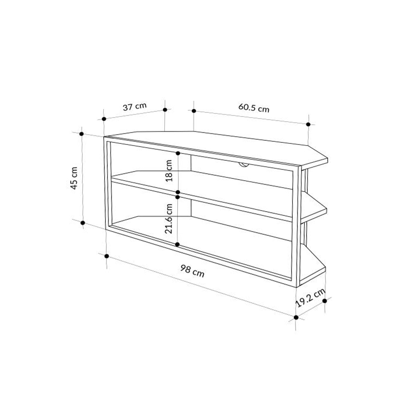 Έπιπλο τηλεόρασης γωνιακό Echo Megapap χρώμα sapphire oak 98x37x45εκ.