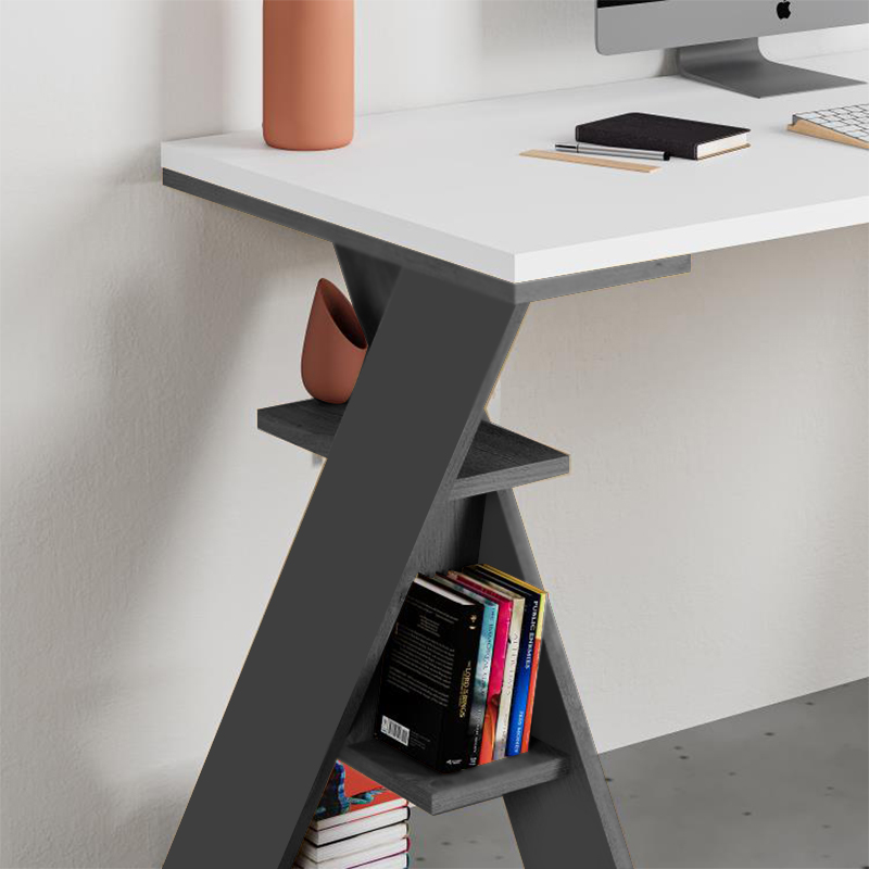 Γραφείο εργασίας Papillon Megapap χρώμα ανθρακί - λευκό 137x60x75εκ