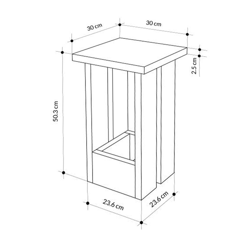 Τραπεζάκι βοηθητικό Tasos Megapap χρώμα λευκό 30x30x50,3εκ.