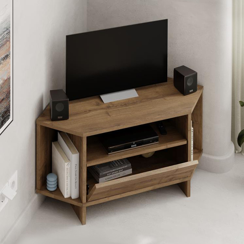 Έπιπλο τηλεόρασης γωνιακό Viva Megapap χρώμα ανοιχτό καρυδί 95,7x35,4x45εκ.