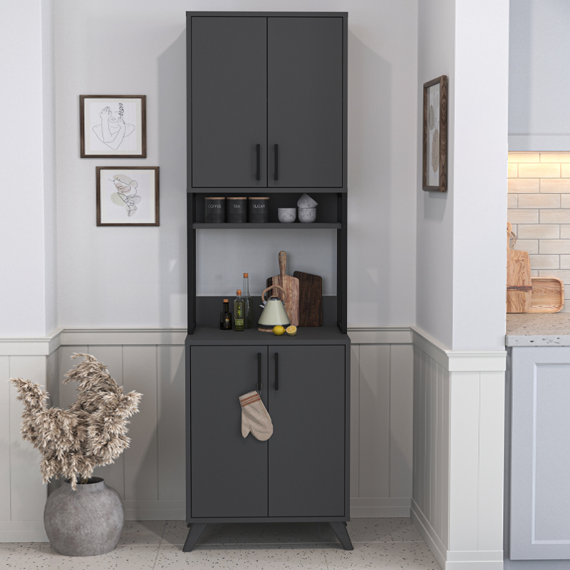 Έπιπλο κουζίνας Sedef Megapap χρώμα ανθρακί 61x40x202,1εκ.