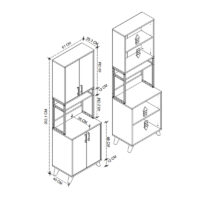 Έπιπλο κουζίνας Sedef Megapap χρώμα ανθρακί 61x40x202,1εκ.