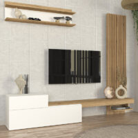 Σύνθεση τηλεόρασης Dumont Megapap χρώμα λευκό - sepet oak 240x36,8x200εκ.