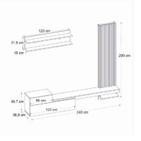 Σύνθεση τηλεόρασης Dumont Megapap χρώμα λευκό - sepet oak 240x36,8x200εκ.