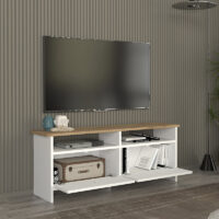 Έπιπλο τηλεόρασης Gradias Megapap χρώμα λευκό - sapphire oak 120x29,6x46,8εκ.