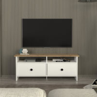 Έπιπλο τηλεόρασης Gradias Megapap χρώμα λευκό - sapphire oak 120x29,6x46,8εκ.