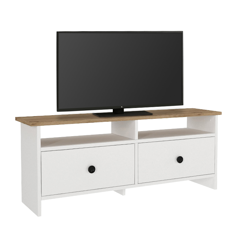 Έπιπλο τηλεόρασης Gradias Megapap χρώμα λευκό - sapphire oak 120x29,6x46,8εκ.