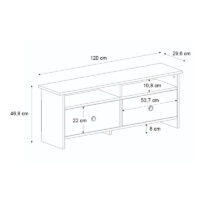 Έπιπλο τηλεόρασης Gradias Megapap χρώμα λευκό - sapphire oak 120x29,6x46,8εκ.
