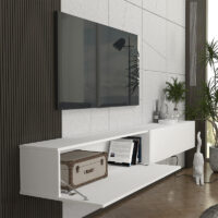 Έπιπλο τηλεόρασης επιτοίχιο Espanse Megapap χρώμα λευκό 241,8x31,7x30εκ.