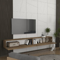 Έπιπλο τηλεόρασης επιτοίχιο Espanse Megapap χρώμα καρυδί 241,8x31,7x30εκ.