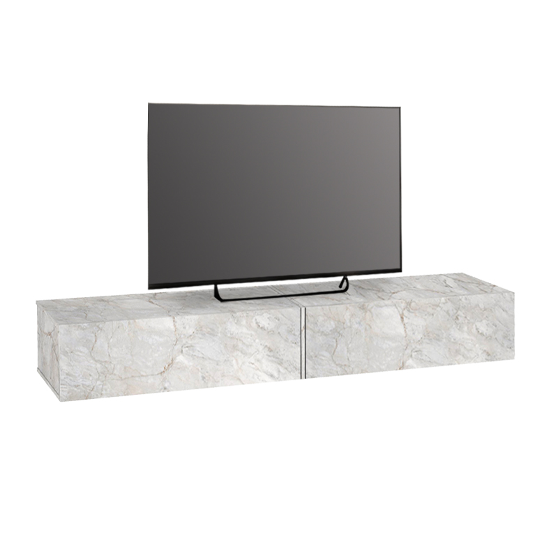 Έπιπλο τηλεόρασης επιτοίχιο Espanse Megapap χρώμα λευκό εφέ μαρμάρου 241,8x31,7x30εκ.