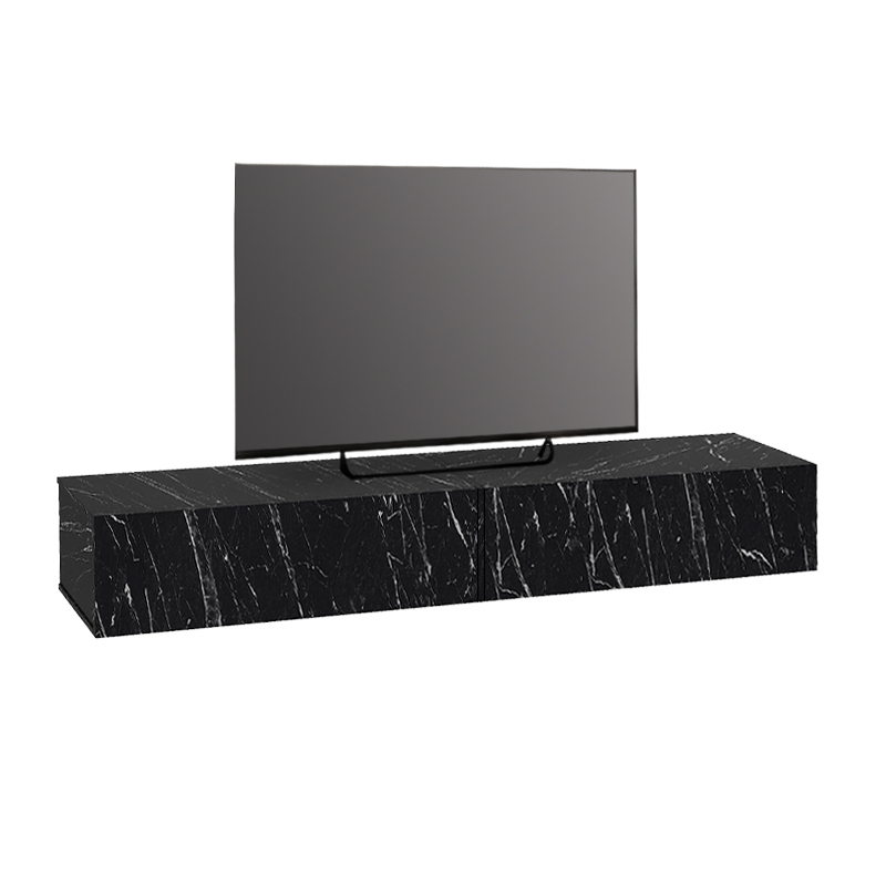 Έπιπλο τηλεόρασης επιτοίχιο Espanse Megapap χρώμα μαύρο εφέ μαρμάρου 241,8x31,7x30εκ.
