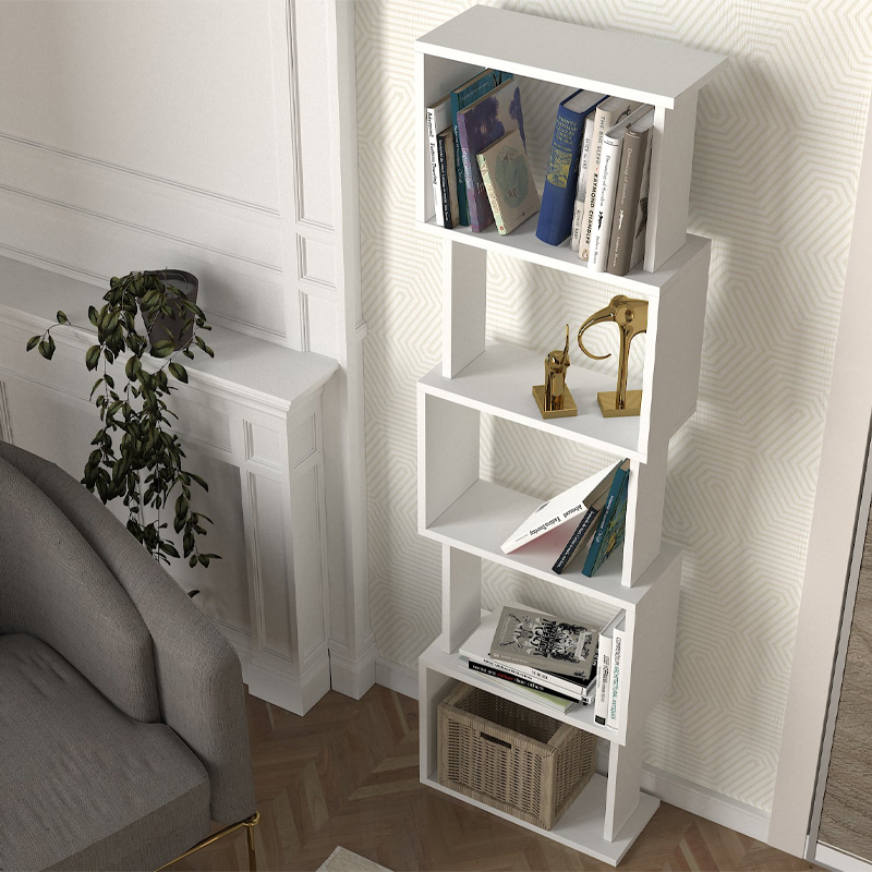 Βιβλιοθήκη Alvina Megapap χρώμα λευκό 45x19,6x158,8εκ.