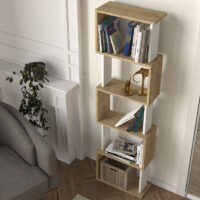 Βιβλιοθήκη Alvina Megapap χρώμα sapphire oak - λευκό 45x19,6x158,8εκ.