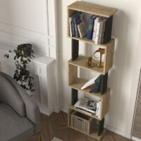 Βιβλιοθήκη Alvina Megapap χρώμα sapphire oak - ανθρακί 45x19,6x158,8εκ.