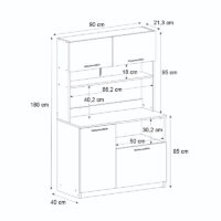 GP042-03331-6 Έπιπλο κουζίνας Tuco 2 Megapap χρώμα λευκό 90x40x180εκ.
