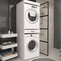 Έπιπλο πλυντηρίου - στεγνωτηρίου Fika Megapap χρώμα λευκό 67x61,8x198,5εκ.