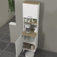 Έπιπλο κουζίνας Potter 1 Megapap χρώμα λευκό - rota oak 53,4x39,6x196,1εκ.