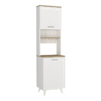 Έπιπλο κουζίνας Potter 1 Megapap χρώμα λευκό - rota oak 53,4x39,6x196,1εκ.