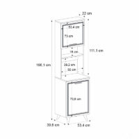 Έπιπλο κουζίνας Potter 1 Megapap χρώμα λευκό - rota oak 53,4x39,6x196,1εκ.