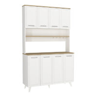 Έπιπλο κουζίνας Potter 4 Megapap χρώμα λευκό - rota oak 120x40x196,1εκ.