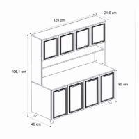 Έπιπλο κουζίνας Potter 4 Megapap χρώμα λευκό - rota oak 120x40x196,1εκ.