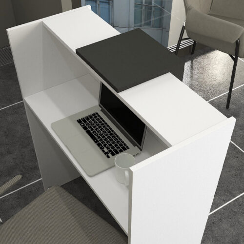 GP042-03441-1 Γραφείο υποδοχής - reception Hola Megapap χρώμα λευκό - ανθρακί 93,6x45,2x110,3εκ.