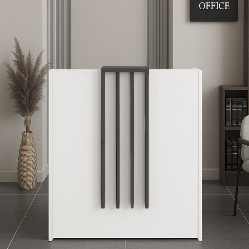 Γραφείο υποδοχής - reception Hola Megapap χρώμα λευκό - ανθρακί 93,6x45,2x110,3εκ.