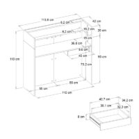 Γραφείο υποδοχής - reception Wilko Megapap με LED χρώμα λευκό - ανθρακί 113,6x42x110εκ.