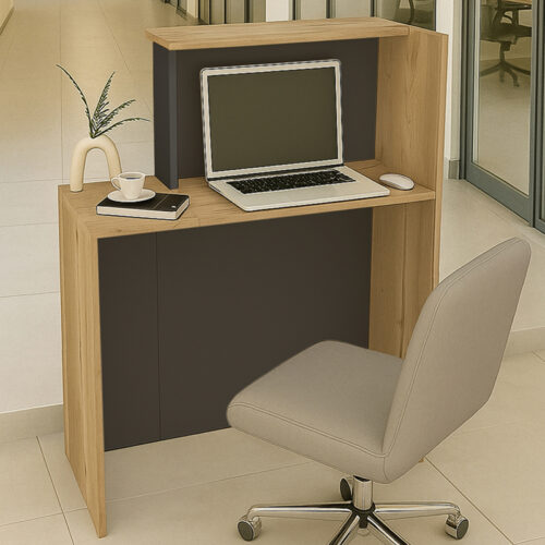 Γραφείο υποδοχής - reception Enter Megapap χρώμα sepet oak - ανθρακί 86,9x40x110,3εκ.