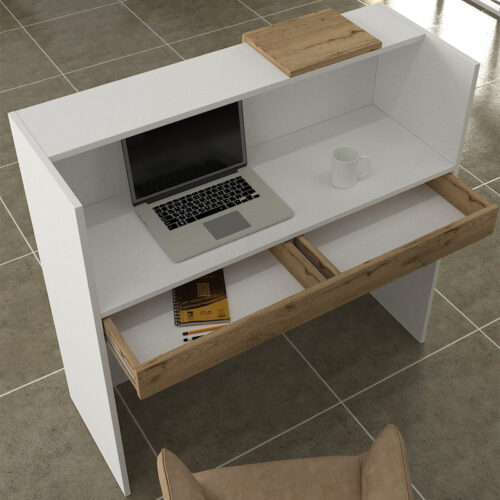 GP042-03482-1 Γραφείο υποδοχής - reception Navita Megapap με LED χρώμα λευκό - sepet oak 113,6x42x111,8εκ.