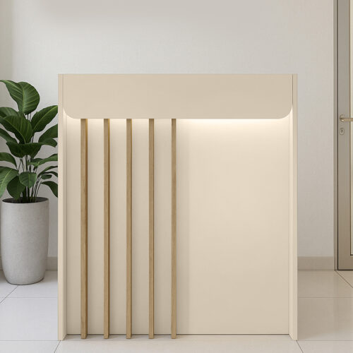 GP042-03491-1 Γραφείο υποδοχής - reception Karibu Megapap με LED χρώμα sandstone - sepet oak 90x40x100εκ.