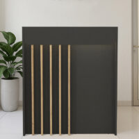 Γραφείο υποδοχής - reception Karibu Megapap με LED χρώμα ανθρακί - sepet oak 90x40x100εκ.