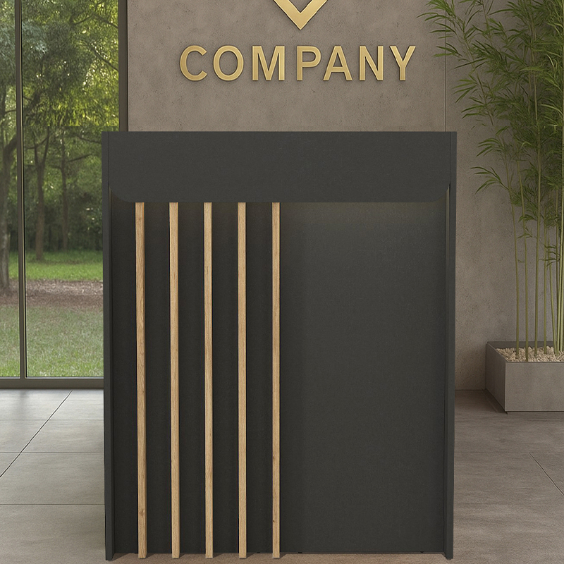 Γραφείο υποδοχής - reception Karibu Megapap με LED χρώμα ανθρακί - sepet oak 90x40x100εκ.