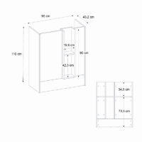 Γραφείο υποδοχής - reception Bonveno Megapap χρώμα ανθρακί - sepet oak 90x43,2x110εκ.