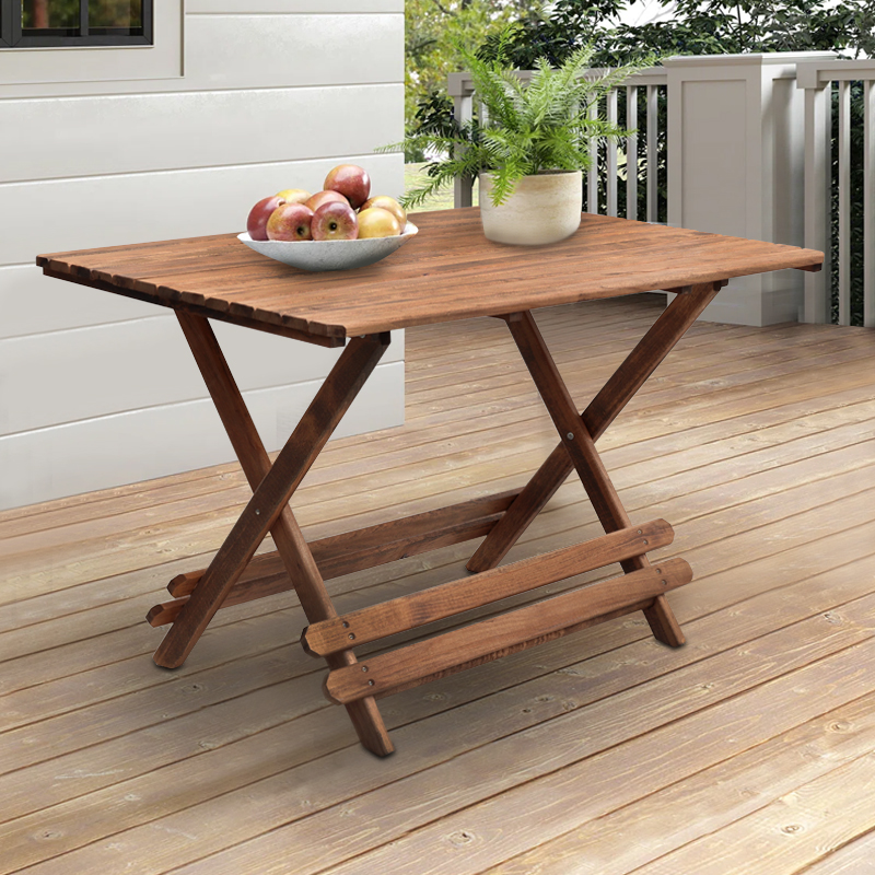 GP045-00081-1 Τραπέζι πτυσσόμενο Queen Megapap από ξύλο οξιάς σε χρώμα καρυδί εμποτισμού 120x80x75εκ.