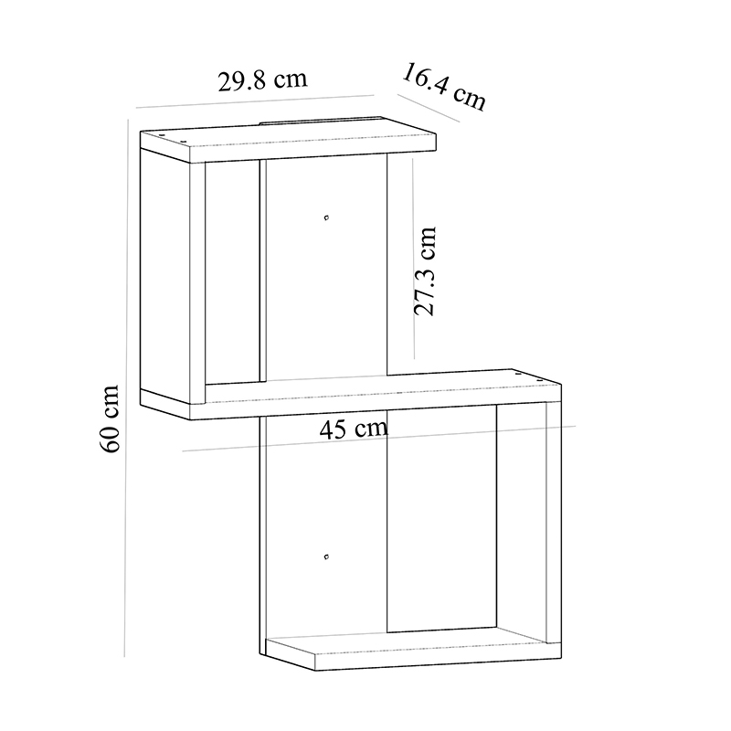 Ραφιέρα τοίχου Octa Megapap χρώμα sapphire oak 45x16,4x60εκ.