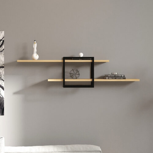 GP052-02131-1 Ραφιέρα τοίχου Mone Megapap χρώμα sapphire oak - μαύρο 120x18x30εκ.