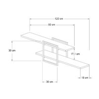 Ραφιέρα τοίχου Mone Megapap χρώμα sapphire oak - μαύρο 120x18x30εκ.